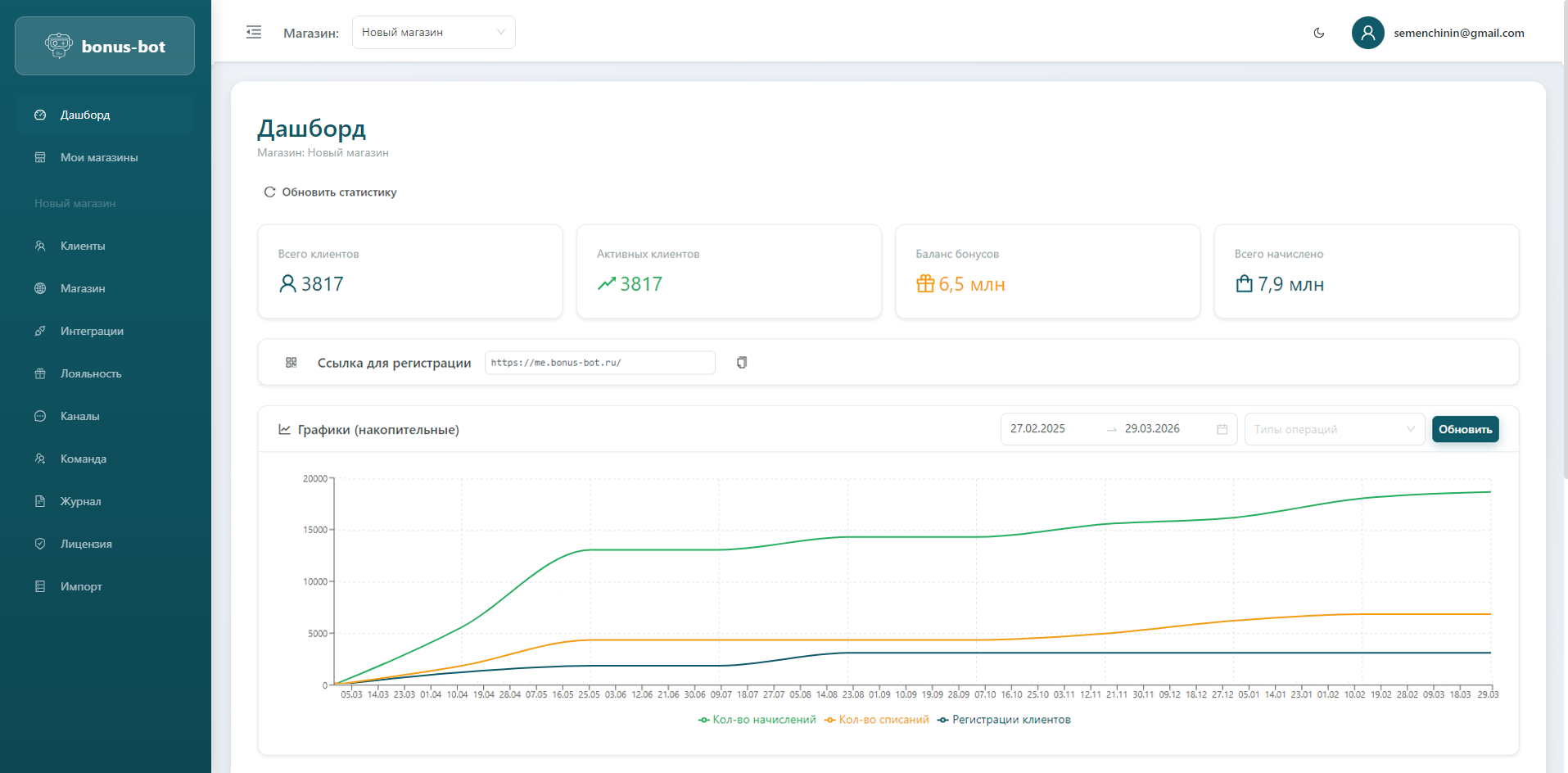 Bonus-bot — интерфейс (скриншот 1)